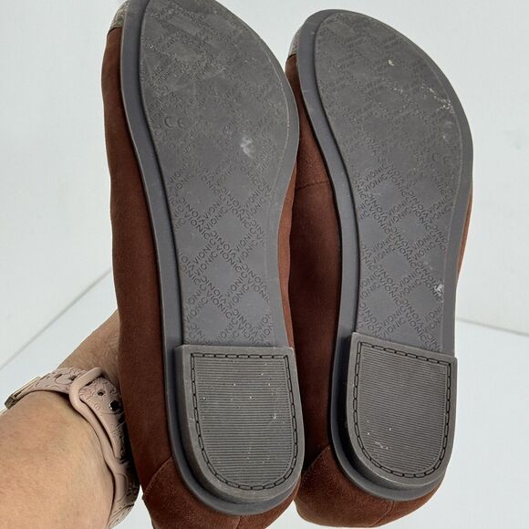 Vionic Ballet Flats Sz 7 Snake Print Cap Tie Comfort Ballerina Shoes Suede Bow - Picture 6 of 7